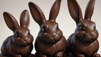 ai gegenereerd foto van groep van hoog gedetailleerd chocola Pasen konijntjes. ai gegenereerd