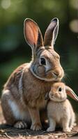 ai gegenereerd foto van moeder konijn baby konijntjes. ai gegenereerd