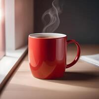 ai gegenereerd rood koffie en thee mok foto