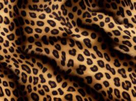 ai gegenereerd luipaard zwart en bruin gevlekte afdrukken. golvend textuur, looks Leuk vinden pluche materiaal. foto