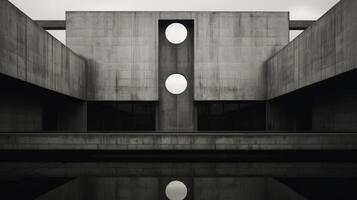 ai gegenereerd een zwart en wit beeld vieren brutalist esthetiek foto