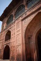 bouwkundig details van lal qila - rood fort gelegen in oud Delhi, Indië, visie binnen Delhi rood fort de beroemd Indisch oriëntatiepunten foto