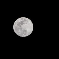 volle maan in de donkere lucht tijdens de nacht, geweldige supermaan in de lucht foto