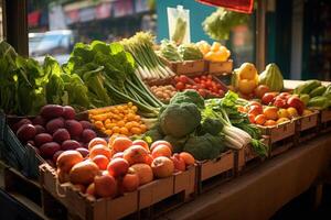 ai gegenereerd biologisch groente producten markt afdeling. genereren ai foto