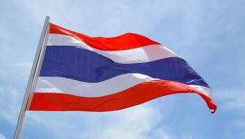 dichtbij omhoog nationaal vlag van Thailand foto