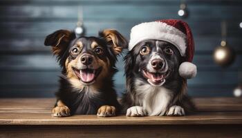 ai gegenereerd schattig puppy en terriër zittend samen, vieren liefde en vriendschap gegenereerd door ai foto