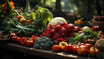 ai gegenereerd vers groenten, gezond aan het eten, biologisch verscheidenheid, herfst oogst, natuur premie gegenereerd door ai foto