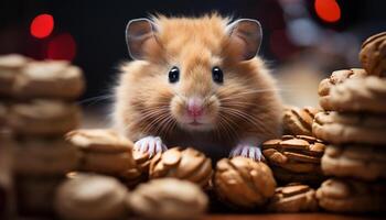 ai gegenereerd schattig pluizig konijn aan het eten chocola, een zoet binnen- viering gegenereerd door ai foto