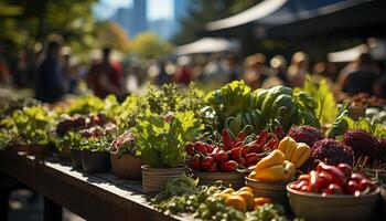 ai gegenereerd vers biologisch groenten voor uitverkoop Bij de boeren markt gegenereerd door ai foto