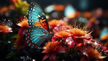 ai gegenereerd levendig vlinder Aan geel bloem vitrines natuur delicaat schoonheid gegenereerd door ai foto