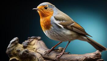 ai gegenereerd een schattig vogel neerstrijken Aan een tak, het zingen met kalmte gegenereerd door ai foto