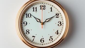 ai gegenereerd klok gezicht symboliseert tijd, countdown naar succes, deadline herinnering gegenereerd door ai foto