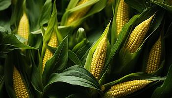 ai gegenereerd vers biologisch maïs Aan de maïskolf, een gezond vegetarisch maaltijd gegenereerd door ai foto