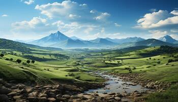 ai gegenereerd majestueus berg top weerspiegelt rustig lucht in sereen landschap gegenereerd door ai foto