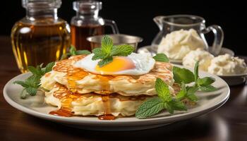 ai gegenereerd versheid en culinaire fijnproever Aan een bord van gezond aan het eten gegenereerd door ai foto