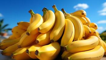 ai gegenereerd vers, rijp, geel bananen gezond, biologisch tropisch fruit gegenereerd door ai foto