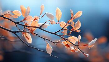 ai gegenereerd levendig herfst kleuren vitrine natuur schoonheid in een bladerrijk Woud gegenereerd door ai foto