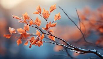 ai gegenereerd levendig herfst boom, geel bladeren, natuur schoonheid in dichtbij omhoog gegenereerd door ai foto