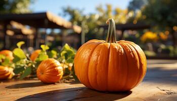 ai gegenereerd herfst oogst pompoen, kalebas, squash, rijp fruit, rustiek decoratie gegenereerd door ai foto