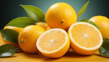 ai gegenereerd vers citrus fruit, natuur levendig, gezond, sappig, en verfrissend toetje gegenereerd door ai foto