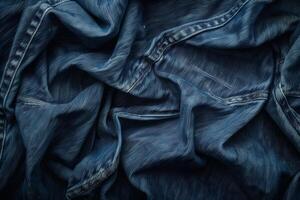 ai gegenereerd getextureerde denim kleding stof detailopname foto