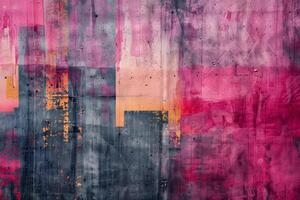 ai gegenereerd grunge roze en grijs abstract geschilderd muur foto