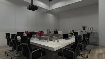 luxe marmeren bureau kabinet ontwerp voor modern interieur vergadering kamer, 3d illustratie foto