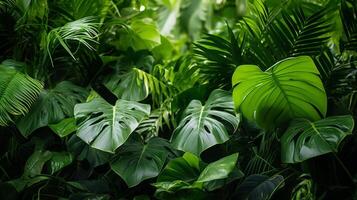 ai gegenereerd de weelderig groen bladeren van een tropisch oerwoud foto