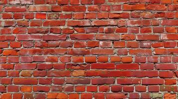 ai gegenereerd onderdompelen in de rustiek charme van een panoramisch rood steen muur structuur achtergrond. ai gegenereerd. foto