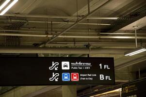 navigatie tekens dat kan worden gezien langs openbaar plaatsen zo net zo luchthaven, trein station foto