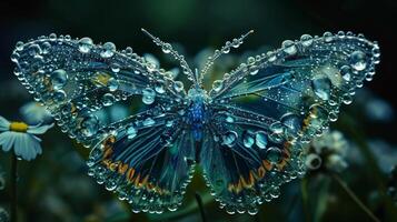 ai gegenereerd abstract vlinder bewerkte van water druppels, een glinsterende artwork van vluchtig schoonheid, ai gegenereerd. foto