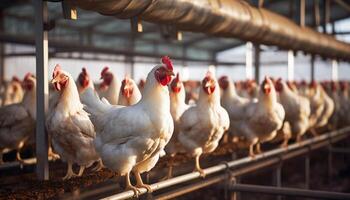 ai gegenereerd kip boerderij, gevogelte productie. gevogelte boerderij voor fokken kippen foto