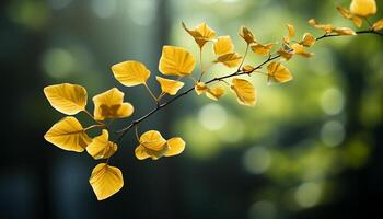 ai gegenereerd levendig herfst boom, natuur schoonheid in geel en oranje gegenereerd door ai foto