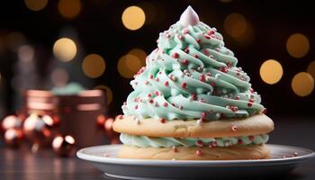 ai gegenereerd eigengemaakt chocola koekjes versieren de winter tafel, toegeeflijk viering gegenereerd door ai foto