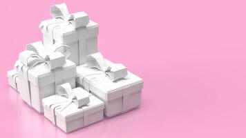 de wit geschenk doos Aan roze achtergrond 3d weergave. foto