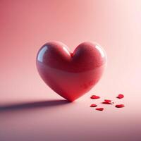 ai gegenereerd romantisch gebaar rood hart Aan roze achtergrond, perfect voor valentijnsdag voor sociaal media post grootte foto