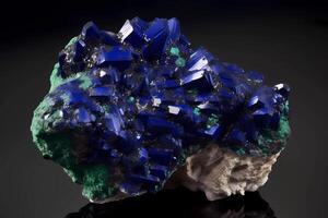 ai gegenereerd azuriet - gevonden wereldwijd - koper carbonaat mineraal, gebruikt in sieraden en net zo een pigment foto