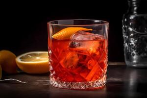 ai gegenereerd negroni sbagliato - een variatie van de neger, gemaakt met sprankelend wijn in plaats daarvan van gin foto