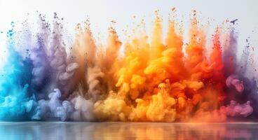 ai gegenereerd kleur explosie kleurrijk regenboog poeder vlucht explosie foto