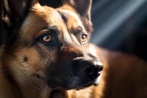 ai gegenereerd ai gegenereerd afbeelding. schattig Duitse herder detailopname foto