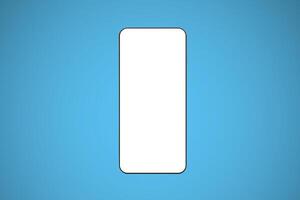 smartphone met blanco Scherm, leeg ruimte concept over- blauw achtergrond foto
