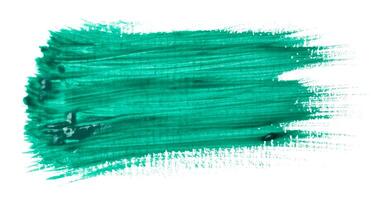 waterverf borstel beroerte van groen verf Aan een wit geïsoleerd achtergrond foto