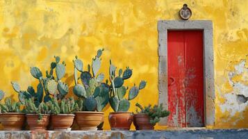 ai gegenereerd helder blauw cactus planten tegen een roze achtergrond. gegenereerd door kunstmatig intelligentie. foto