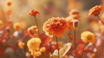 ai gegenereerd herfst geel zacht kleur bloemen in de tuin foto