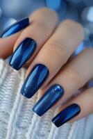 ai gegenereerd mooi nagels met een manicure met nagel Pools foto