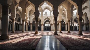 ai gegenereerd moskee tafereel, moslim cultuur, moslim architectuur foto