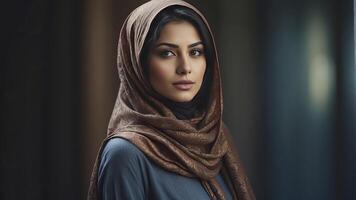 ai gegenereerd portret van een mooi jong moslim vrouw, portret van een vrouw, mooi moslim vrouw foto