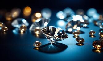 ai gegenereerd diamant , wit, blauw, rood, groen, geel diamanten sieraden ontwerp , luxe diamanten achtergrond, saffier edelsteen, macro diamanten foto