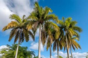 ai gegenereerd palm bomen Aan de kust. mooi actueel strand. neurale netwerk ai gegenereerd foto