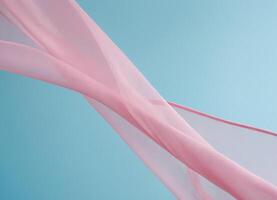 ai gegenereerd vliegend roze kleding stof Golf geïsoleerd Aan blauw achtergrond foto